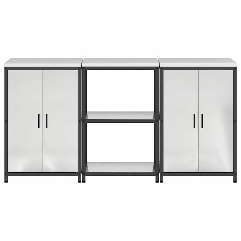 vidaXL Konyhai Tároló Készlet polcokkal tárolóval 3 pcs Ezüst Acél