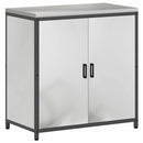 vidaXL Konyhai Tároló Készlet polcokkal Egyéb ajtóval 3 pcs Ezüst Acél