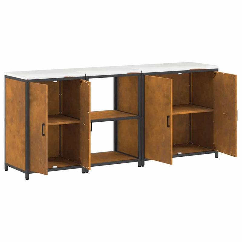 vidaXL Konyhai Tároló Készlet polcokkal Egyéb 3 pcs Rozsdás Acél