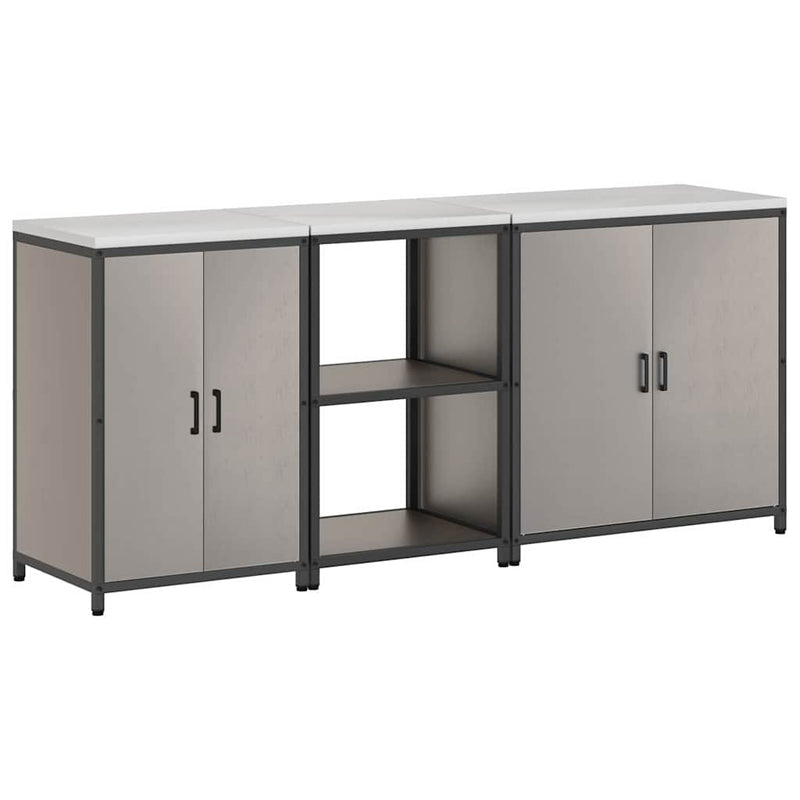 vidaXL Konyhai Tároló Készlet polcokkal Egyéb 3 pcs Rozsdás Acél