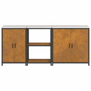 vidaXL Konyhai Tároló Készlet polcokkal Egyéb 3 pcs Rozsdás Acél