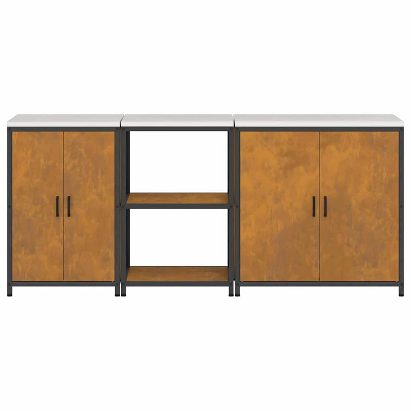 vidaXL Konyhai Tároló Készlet polcokkal Egyéb 3 pcs Rozsdás Acél