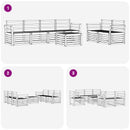 vidaXL Kültéri kanapé szett 7 pcs Fehér Tömör Akácfa