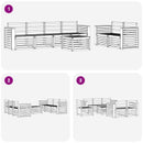 vidaXL Kültéri kanapé szett 7 pcs Fehér Tömör Akácfa