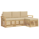 vidaXL Kültéri kanapé szett 4 pcs Fehér és Bézs 193,5 x 122,5 x 73 cm