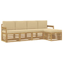vidaXL Kültéri kanapé szett 5 pcs Fehér és Bézs 249 x 122,5 x 73 cm
