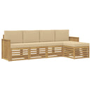 vidaXL Kültéri kanapé szett 5 pcs Fehér és Bézs 249 x 122,5 x 73 cm