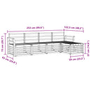 vidaXL Kültéri kanapé szett 5 pcs Fehér 253 x 122,5 x 73 cm