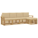 vidaXL Kültéri kanapé szett 5 pcs Fehér és Bézs 253 x 122,5 x 73 cm