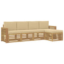 vidaXL Kültéri kanapé szett 5 pcs Fehér és Bézs 257 x 122,5 x 73 cm
