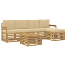 vidaXL Kültéri kanapé szett 6 pcs Fehér és Bézs 59 x 59 x 37 cm