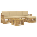 vidaXL Kültéri kanapé szett 6 pcs Fehér és Bézs 59 x 59 x 37 cm