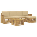 vidaXL Kültéri kanapé szett 6 pcs Fehér és Bézs 59 x 59 x 37 cm