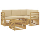 vidaXL Kültéri kanapé szett 5 pcs Fehér és Bézs 59 x 59 x 37 cm