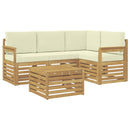 vidaXL Kültéri kanapé szett 5 pcs Fehér és Krém színű 59 x 59 x 37 cm