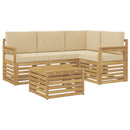 vidaXL Kültéri kanapé szett 5 pcs Fehér és Bézs 59 x 59 x 37 cm