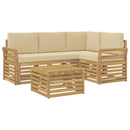 vidaXL Kültéri kanapé szett 5 pcs Fehér és Bézs 59 x 59 x 37 cm
