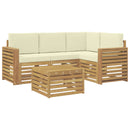 vidaXL Kültéri kanapé szett 5 pcs Fehér és Krém színű 59 x 59 x 37 cm