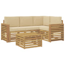 vidaXL Kültéri kanapé szett 5 pcs Fehér és Bézs 59 x 59 x 37 cm