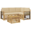 vidaXL Kültéri kanapé szett 5 pcs Fehér és Bézs 59 x 59 x 37 cm