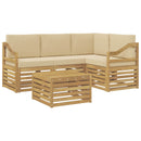 vidaXL Kültéri kanapé szett 5 pcs Fehér és Bézs 59 x 59 x 37 cm