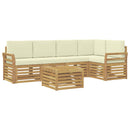 vidaXL Kültéri kanapé szett 6 pcs Fehér és Krém színű 59 x 59 x 37 cm