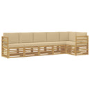 vidaXL Kültéri kanapé szett 6 pcs Fehér és Bézs 306 x 128,5 x 73 cm