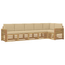 vidaXL Kültéri kanapé szett 6 pcs Fehér és Bézs 310 x 132,5 x 73 cm