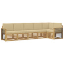 vidaXL Kültéri kanapé szett 6 pcs Fehér és Bézs 306 x 128,5 x 73 cm
