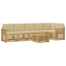 vidaXL Kültéri kanapé szett 7 pcs Fehér és Bézs 59 x 59 x 37 cm