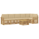 vidaXL Kültéri kanapé szett 7 pcs Fehér és Bézs 59 x 59 x 37 cm