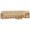 vidaXL Kültéri kanapé szett 7 pcs Fehér és Bézs 59 x 59 x 37 cm