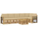 vidaXL Kültéri kanapé szett 7 pcs Fehér és Bézs 59 x 59 x 37 cm