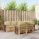 vidaXL Kültéri kanapé szett 7 pcs Fehér és Bézs 247 x 128,5 x 73 cm