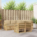 vidaXL Kültéri kanapé szett 7 pcs Fehér és Bézs 245 x 126,5 x 73 cm