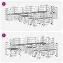 vidaXL Kültéri kanapé szett 9 pcs Fehér 59 x 59 x 37 cm Tömör Akácfa