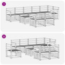 vidaXL Kültéri kanapé szett 9 pcs Fehér 59 x 59 x 37 cm Tömör Akácfa
