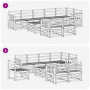 vidaXL Kültéri kanapé szett 9 pcs Fehér 59 x 59 x 37 cm Tömör Akácfa