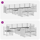 vidaXL Kültéri kanapé szett 9 pcs Fehér 59 x 59 x 37 cm Tömör Akácfa