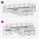 vidaXL Kültéri kanapé szett 9 pcs Fehér 59 x 59 x 37 cm Tömör Akácfa