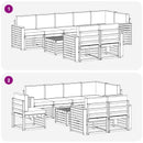vidaXL Kültéri kanapé szett 9 pcs Fehér és Krém színű 59 x 59 x 37 cm