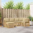 vidaXL Kültéri kanapé szett 6 pcs Fehér és Bézs Poliészter