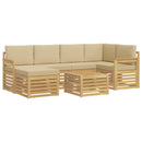 vidaXL Kültéri kanapé szett 7 pcs Fehér és Bézs 59 x 59 x 37 cm