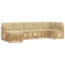 vidaXL Kültéri kanapé szett 6 pcs Fehér és bézs 306 x 128,5 x 73 cm