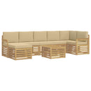 vidaXL Kültéri kanapé szett 7 pcs Fehér és bézs 59 x 59 x 37 cm