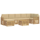 vidaXL Kültéri kanapé szett 7 pcs Fehér és bézs 59 x 59 x 37 cm