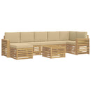 vidaXL Kültéri kanapé szett 8 pcs Fehér és Bézs 59 x 59 x 37 cm