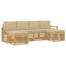 vidaXL Kültéri kanapé szett 6 pcs Fehér és Bézs 253 x 122,5 x 73 cm