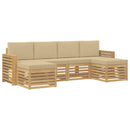 vidaXL Kültéri kanapé szett 6 pcs Fehér és Bézs 257 x 122,5 x 73 cm