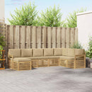 vidaXL Kültéri kanapé szett 6 pcs Fehér és bézs 306 x 128,5 x 73 cm
